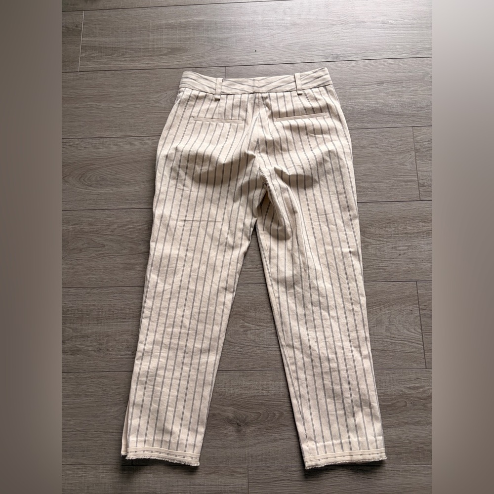 Rag & Bone Ivory Pinstripe Cropped Pants Size 4 – Frayed Hem - Picture 3 of 6